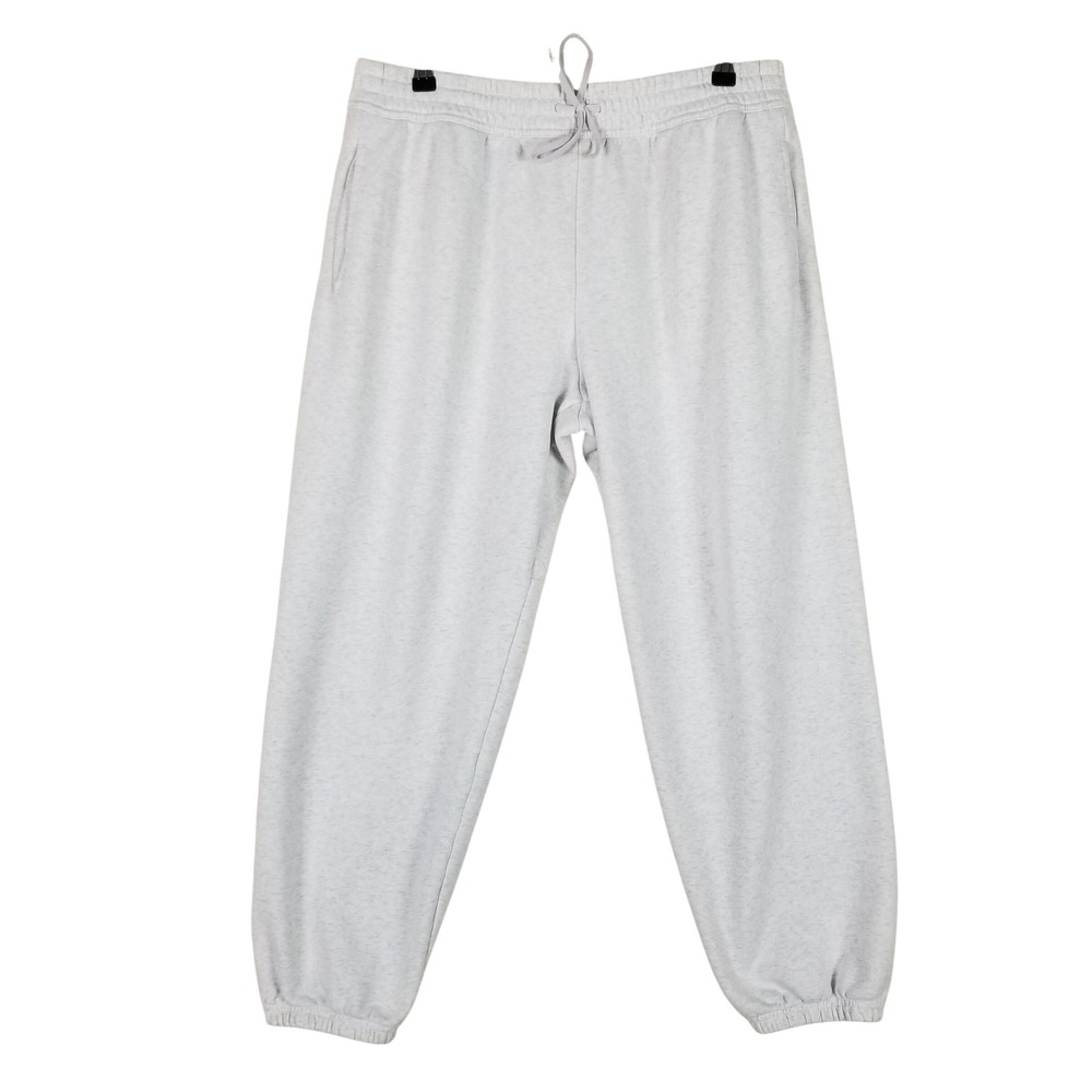 Athleta Jogger Pants Women Large Light Gray Heathered Drawstring Pockets J8